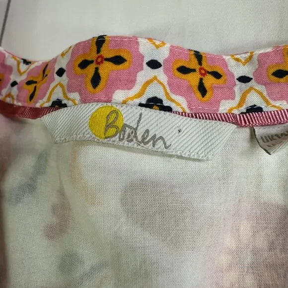 Boden Dress Womens 10 Regular Notch Neck Cotton Opulent Garden Ivory Fit Flare - Picture 5 of 14